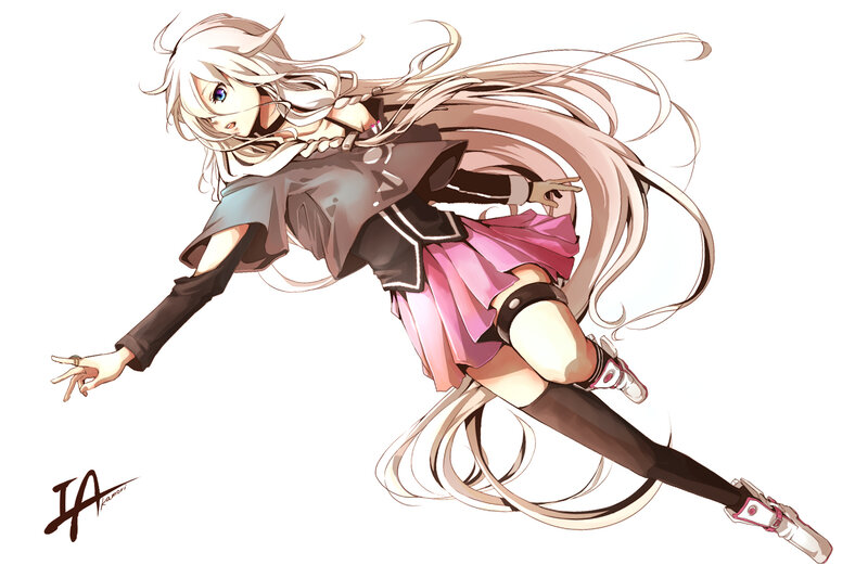 Anime Girl in Motion — White, Dynamic, Digital Art