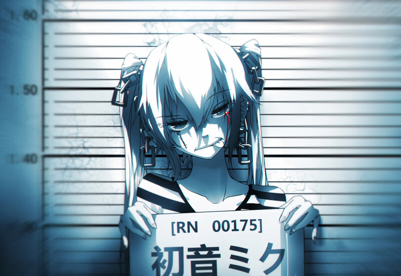 Anime Girl in Mugshot — Blue