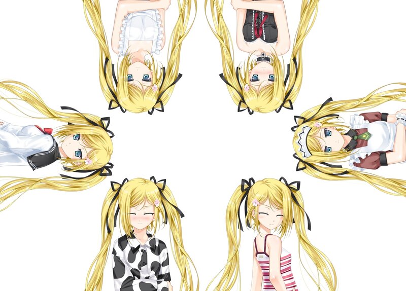 Anime Girl in Multiple Outfits — Yellow