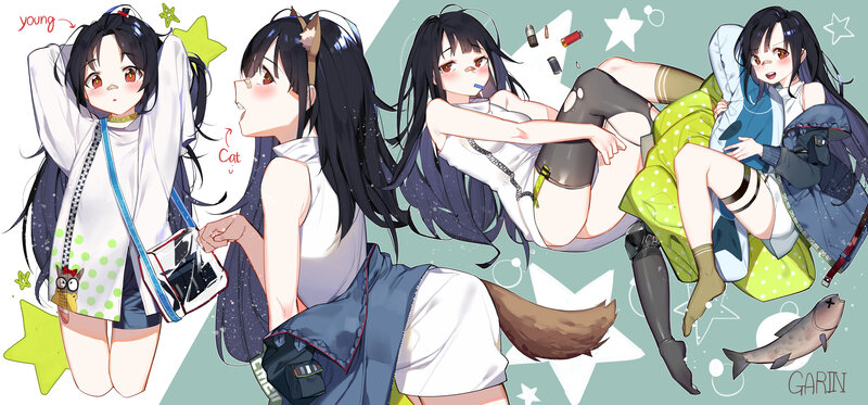Anime Girl in Multiple Poses — Blue