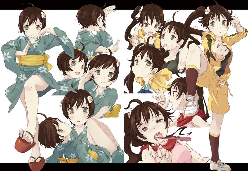 Anime Girl in Multiple Poses — Brown