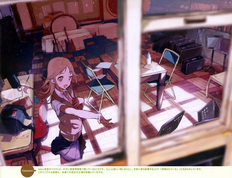 Anime girl in music room