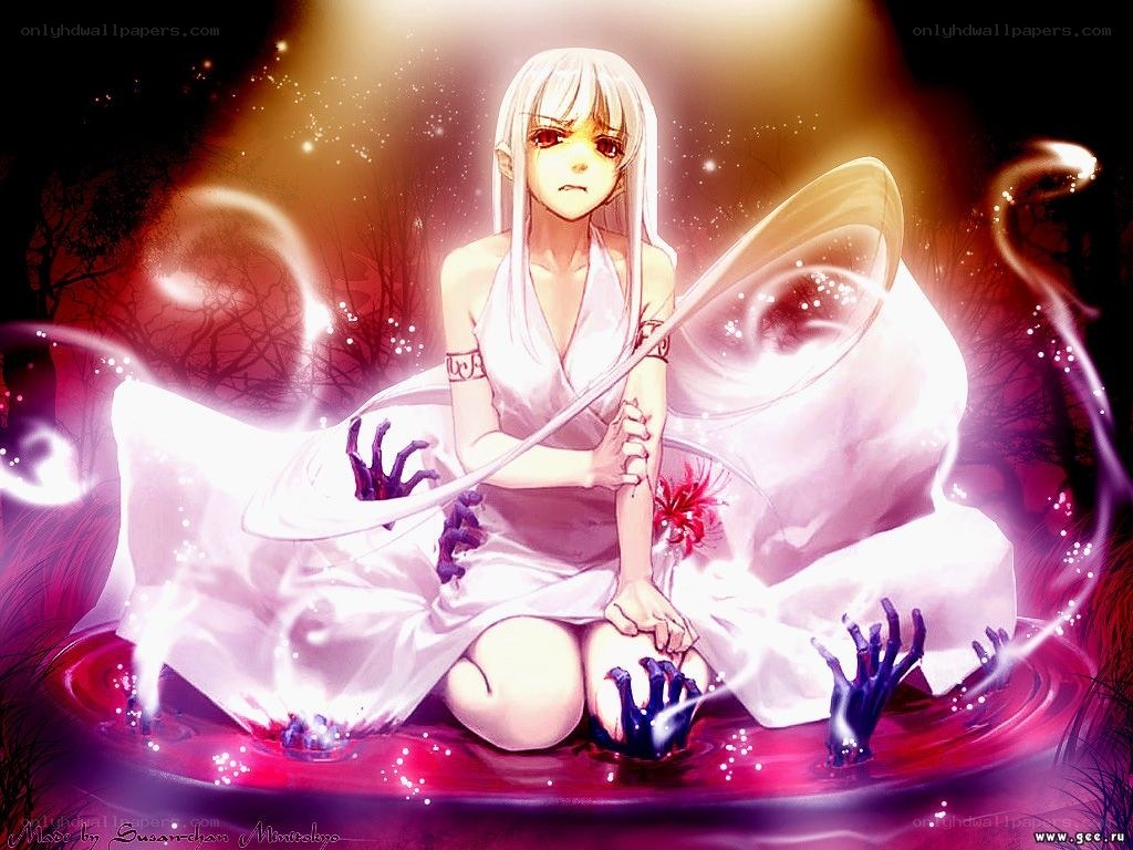Anime girl in mystical pool