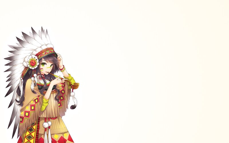 anime girl in native american attire