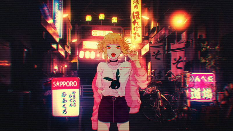 Anime Girl in Neon Alley — Pink