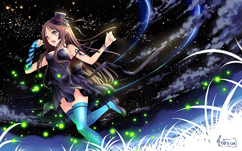 Anime Girl in Night — Blue, Dynamic