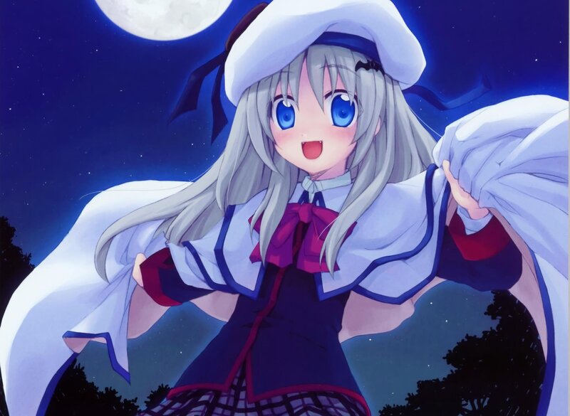 Anime Girl in Night — Blue, Playful