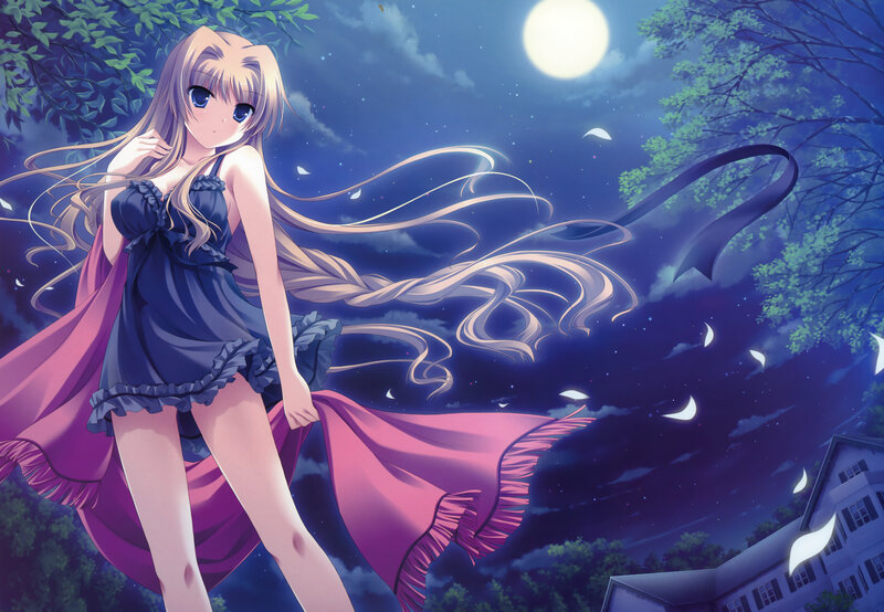 Anime Girl in Night — Blue, Serene