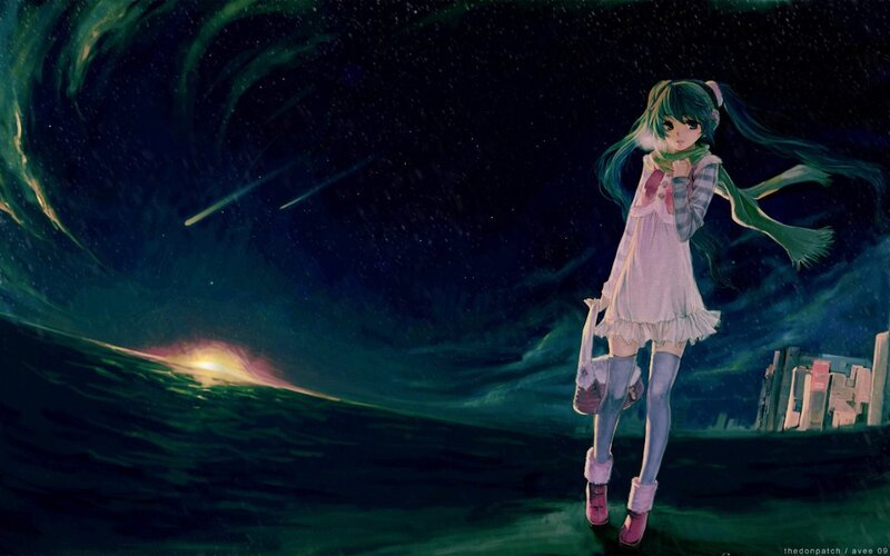 Anime Girl in Night — Dark Blue