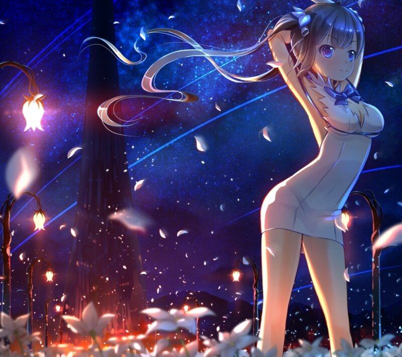 Anime Girl in Night Garden — Blue