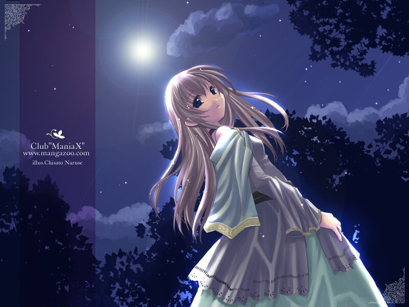 Anime Girl in Night — Purple, Serene, Manga