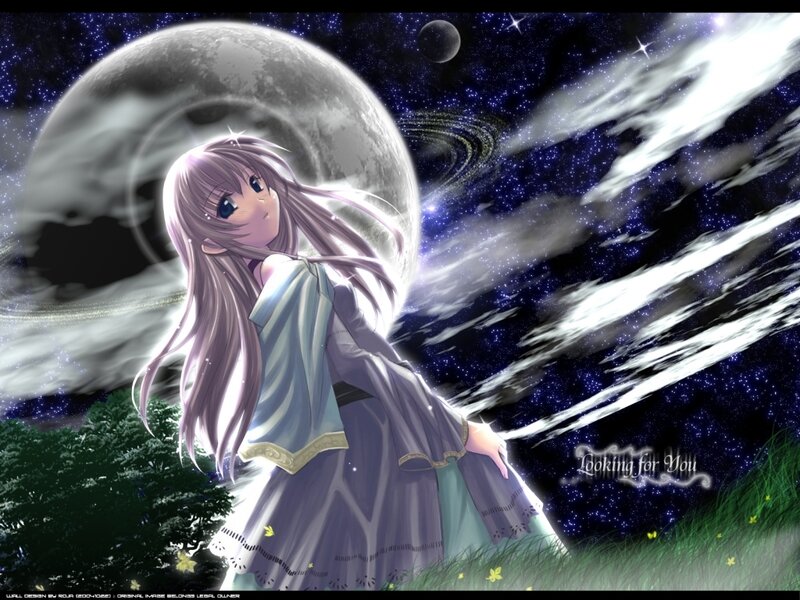 Anime Girl in Night Scene — Purple