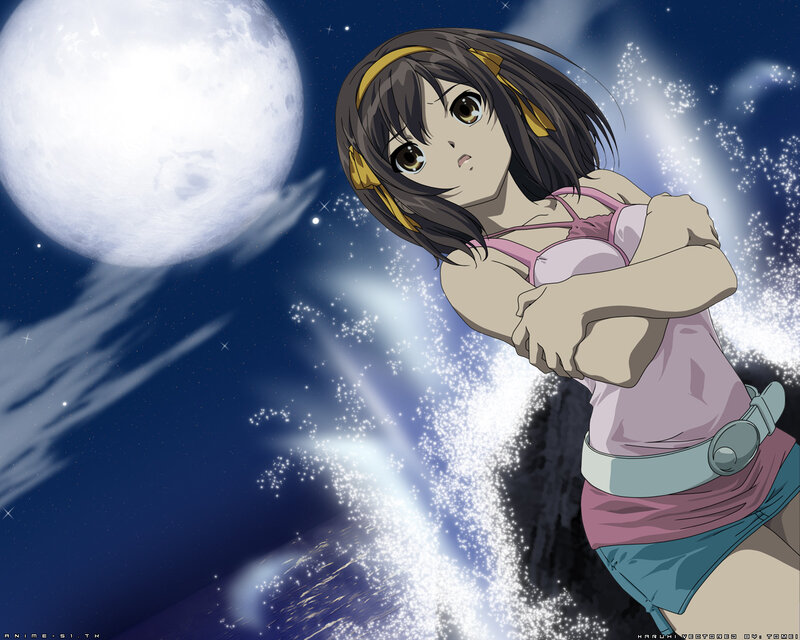Anime Girl in Night Sky — Blue, Dramatic