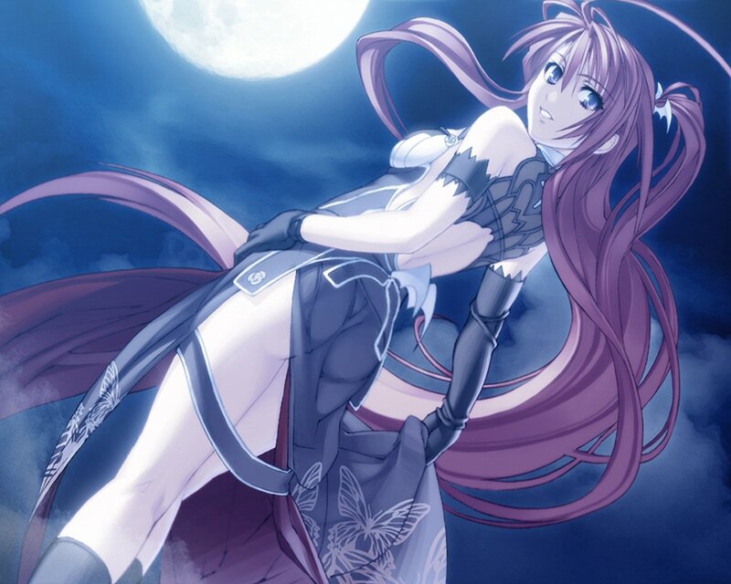Anime Girl in Night Sky — Purple, Dramatic