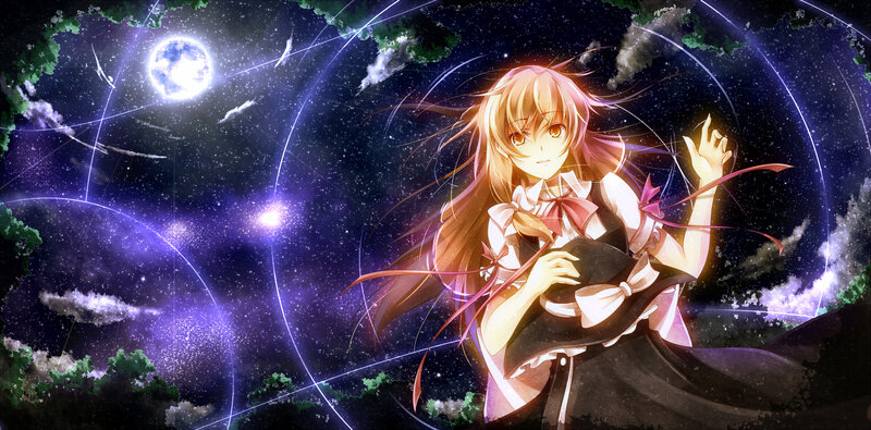 Anime Girl in Night Sky — Purple