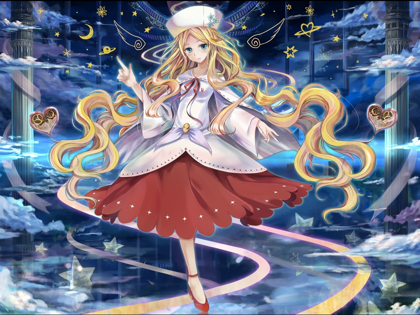 anime girl in night sky