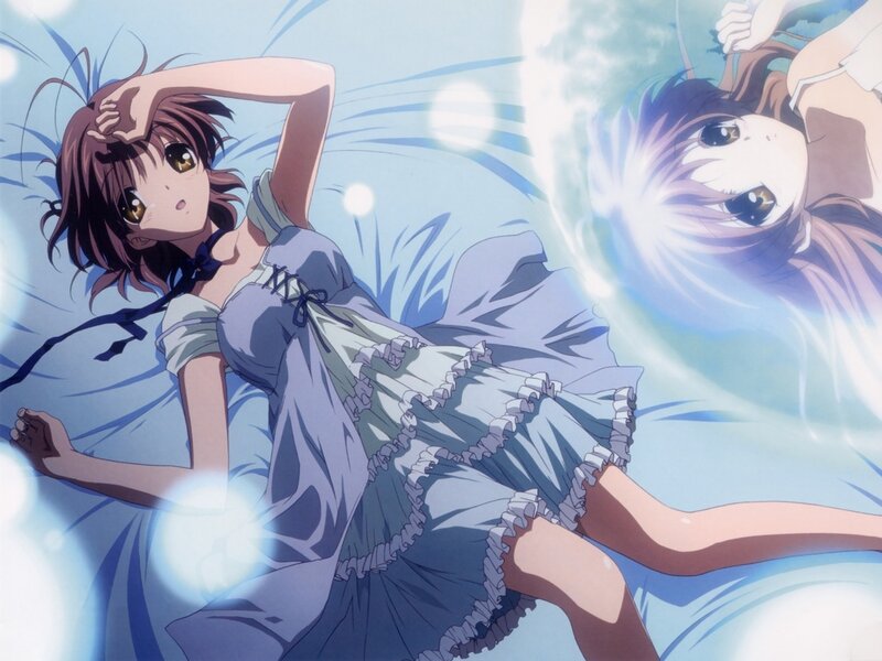 Anime Girl in Nightgown — Blue