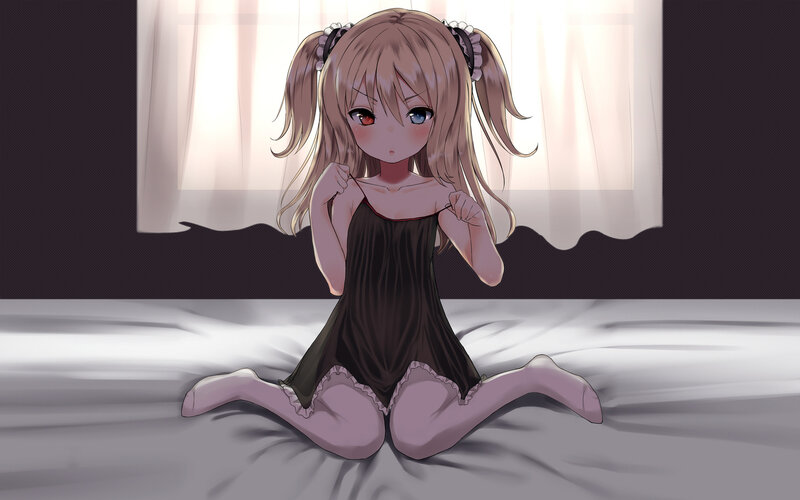 Anime Girl in Nightgown — Brown, Calm