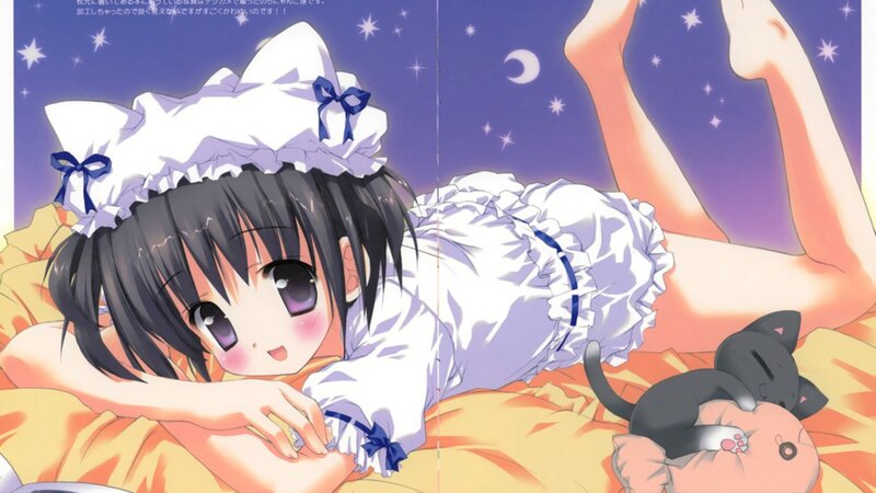 Anime Girl in Nightgown — Purple, Calm