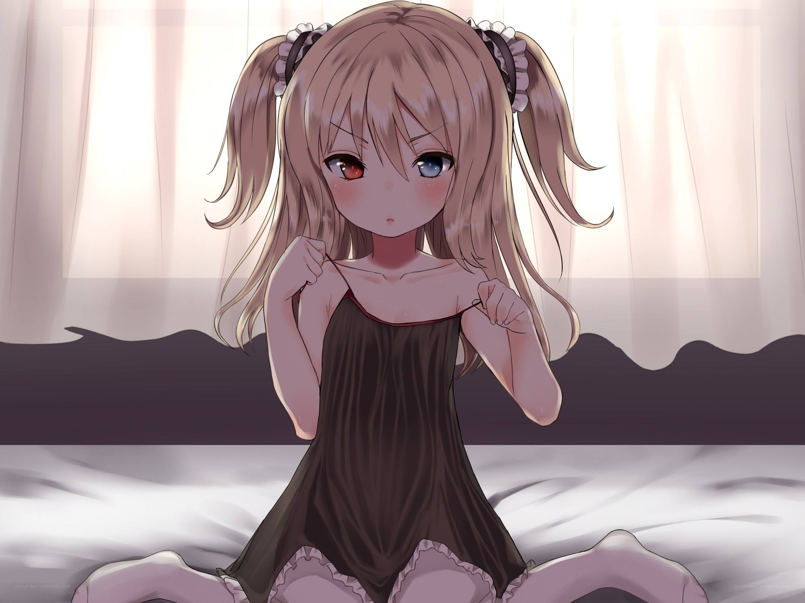 anime girl in nightgown