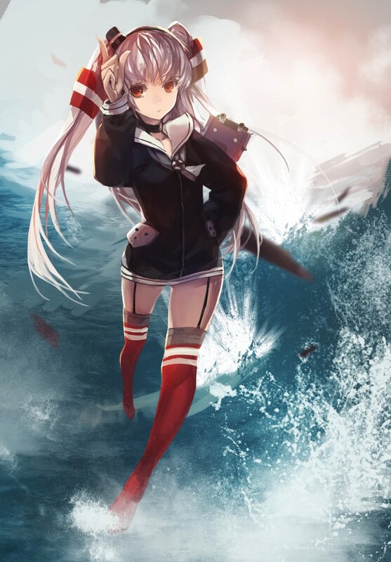 Anime Girl in Ocean — Blue, Dramatic