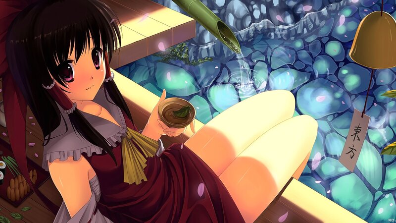 Anime Girl in Onsen — Red