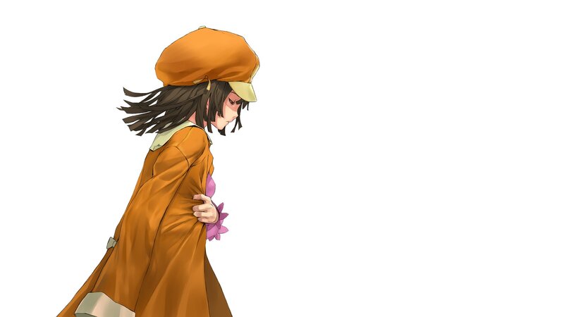 anime girl in orange coat