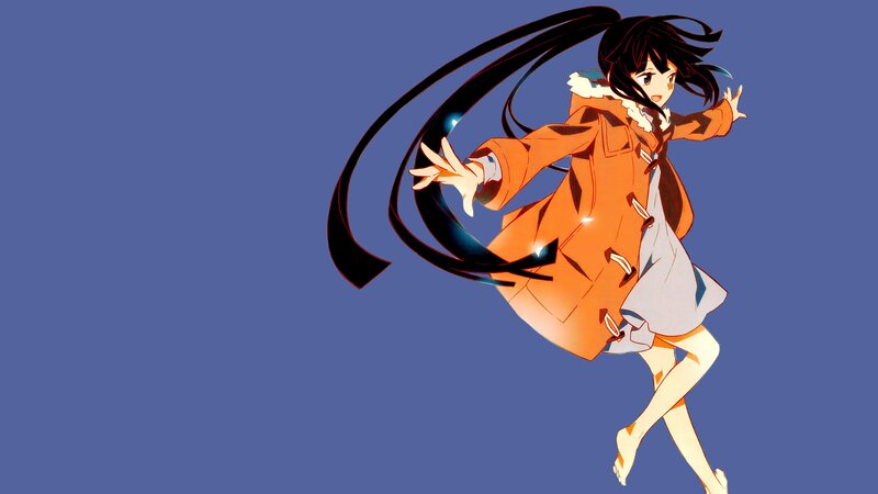 Anime Girl in Orange Coat — Blue