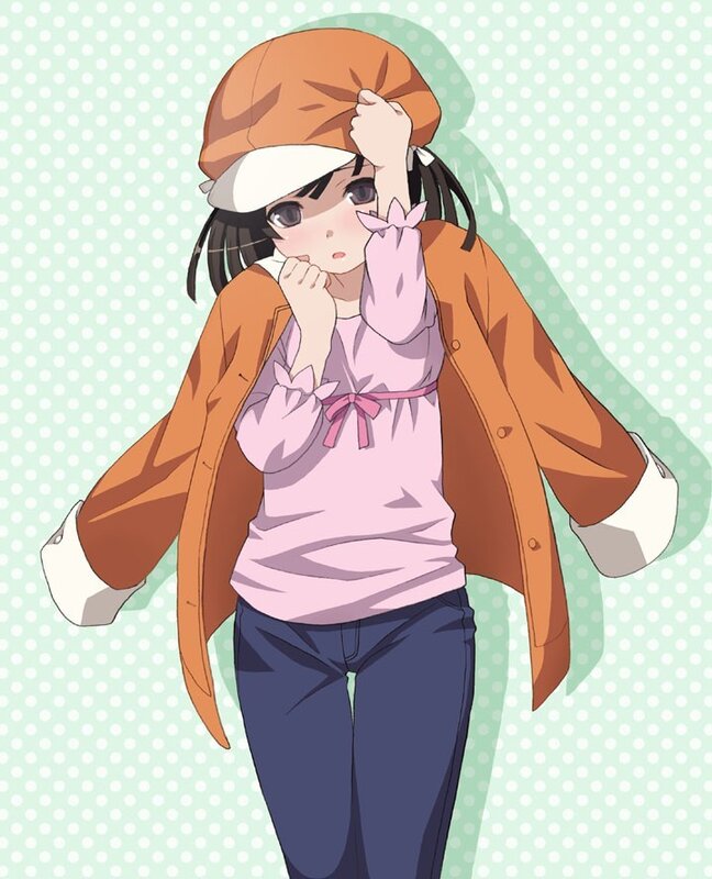 anime girl in orange coat