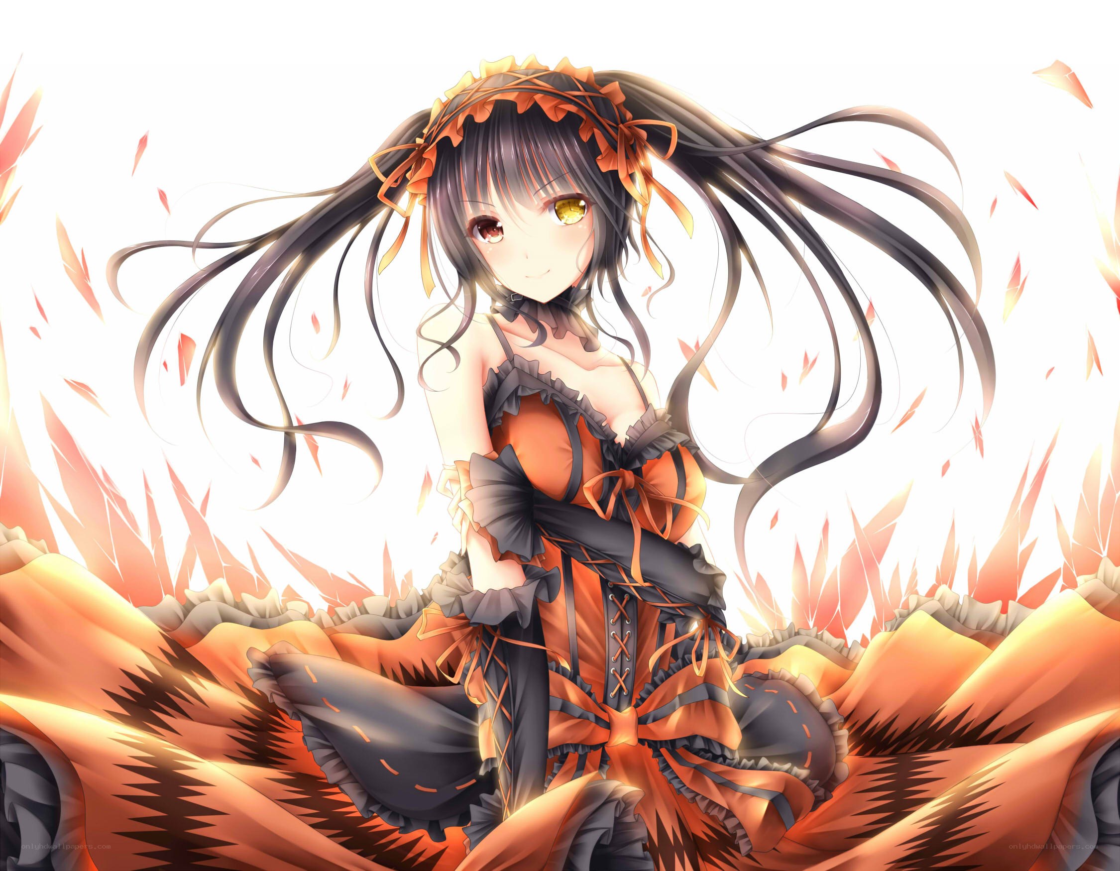 anime girl in orange dress