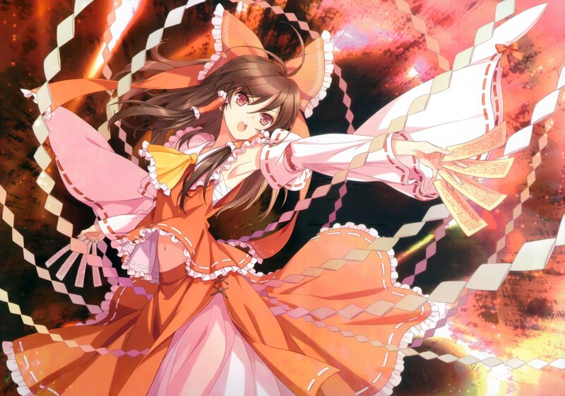 Anime Girl in Orange Dress — Dramatic, Fox Ears, Sacred Rope