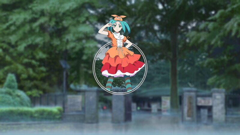 Anime Girl in Orange Dress — Green