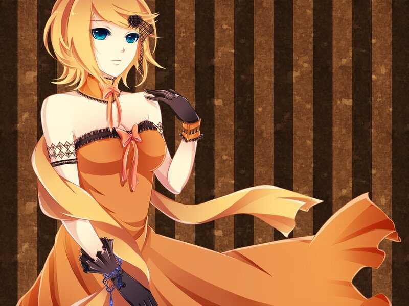 anime girl in orange dress