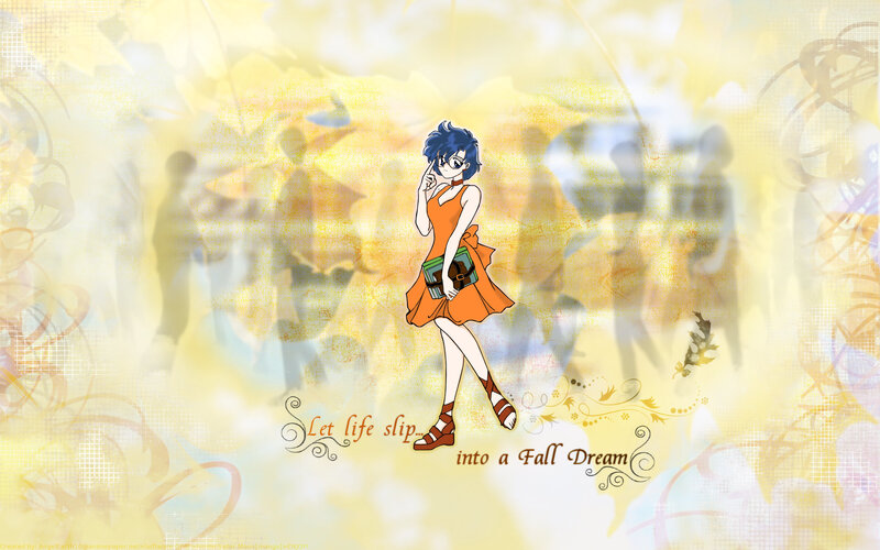 Anime Girl in Orange Dress — Yellow