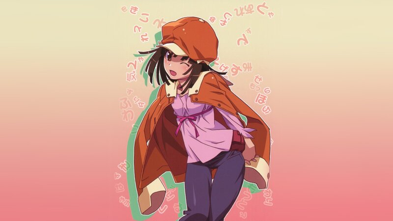 anime girl in orange hat