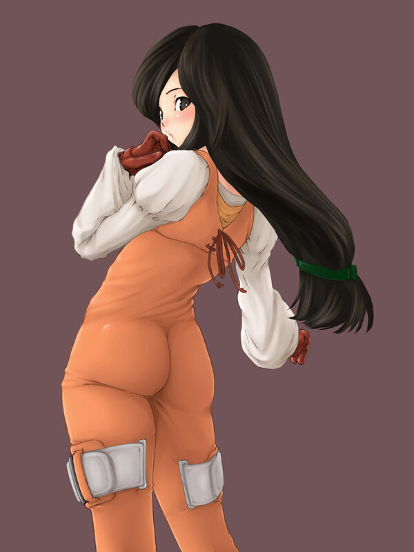 Anime Girl in Orange Suit — Brown
