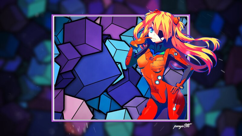 Anime Girl in Orange Suit — Purple, Dramatic