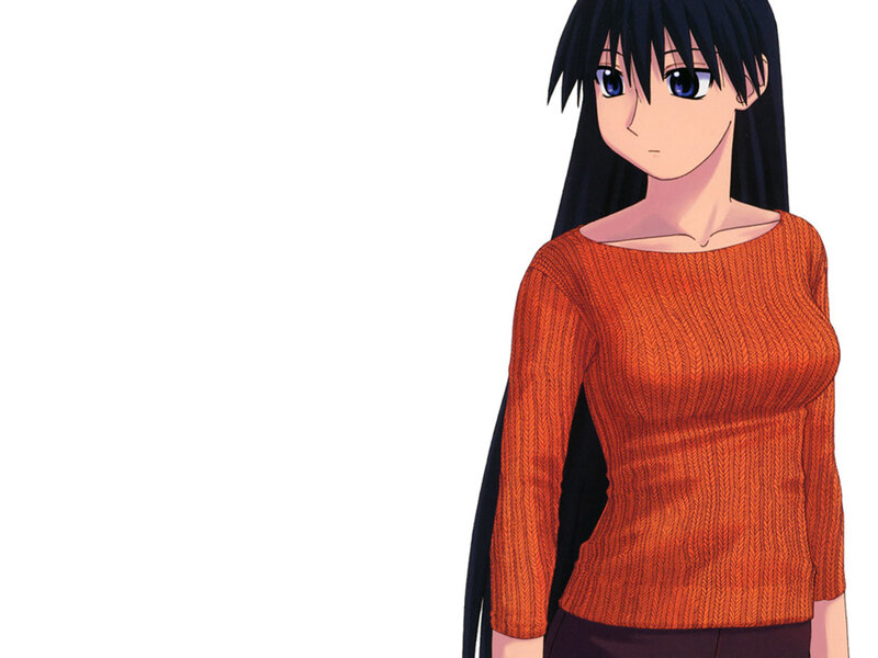 anime girl in orange sweater