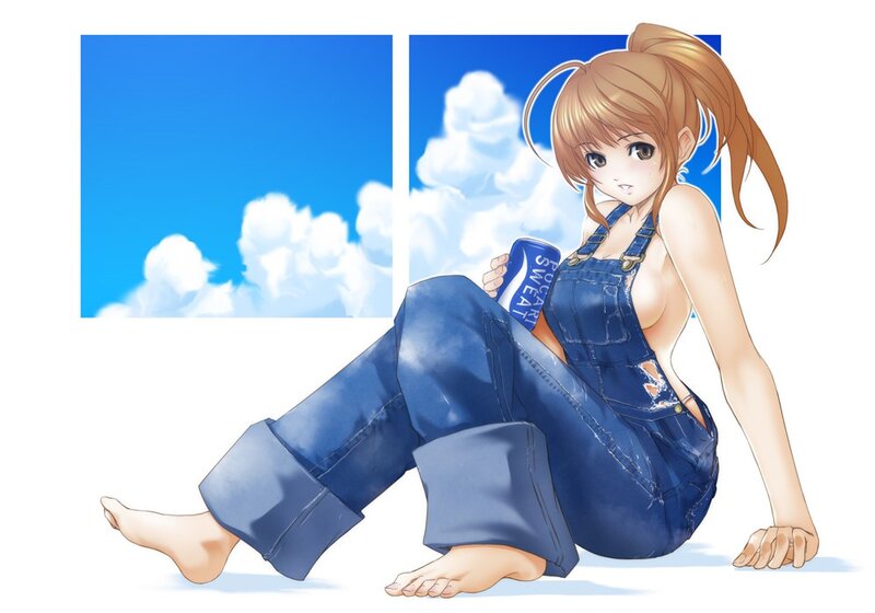 Anime girl in overalls