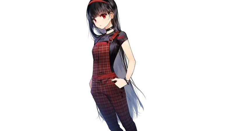 Anime Girl in Overalls — Black, Neutral
