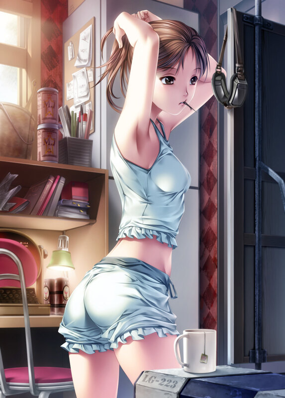 anime girl in pajamas
