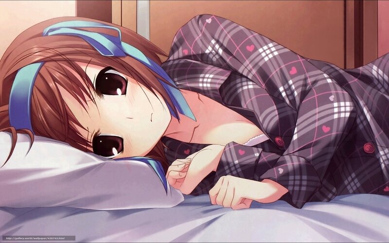 anime girl in pajamas