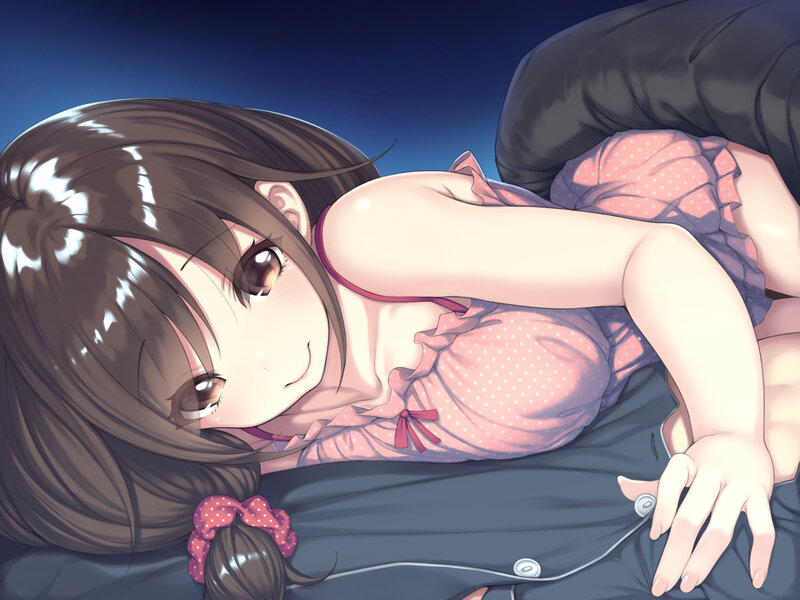 Anime Girl in Pajamas — Blue, Calm, Night, Digital Art