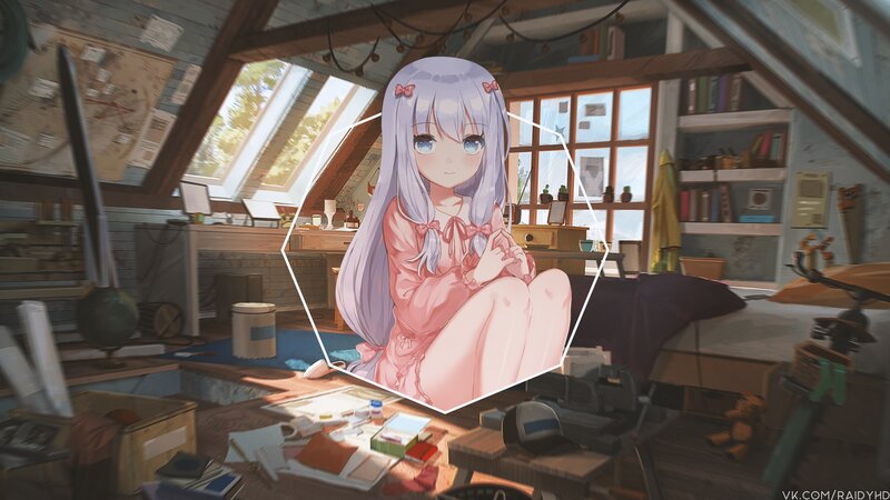 Anime Girl in Pajamas — Pink, Calm, Afternoon