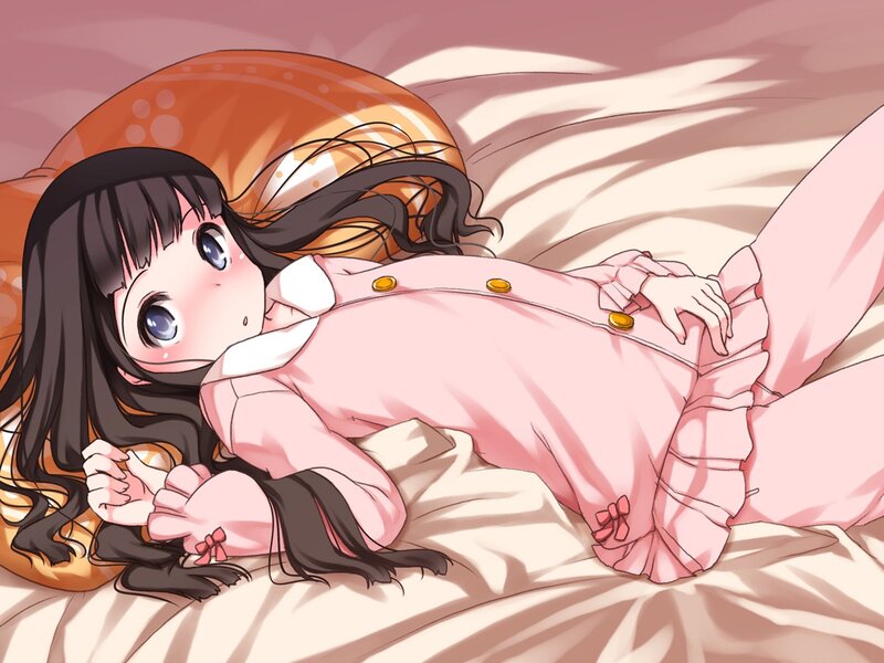 Anime Girl in Pajamas — Pink, Calm, Bed, Pillow