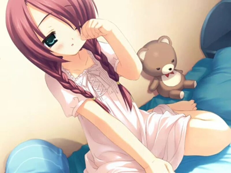 Anime Girl in Pajamas — Pink, Calm, Night