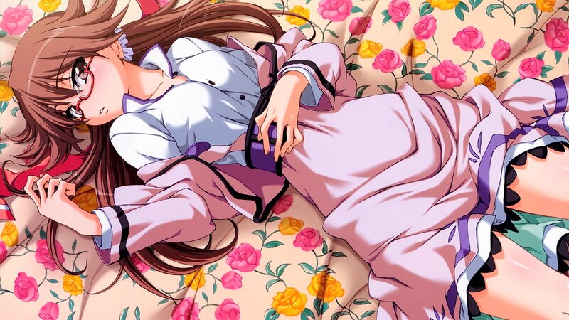 Anime Girl in Pajamas — Pink, Relaxed, Glasses