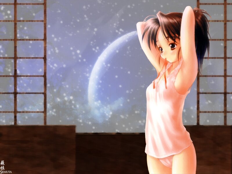 Anime Girl in Pajamas — Pink, Serene, Night