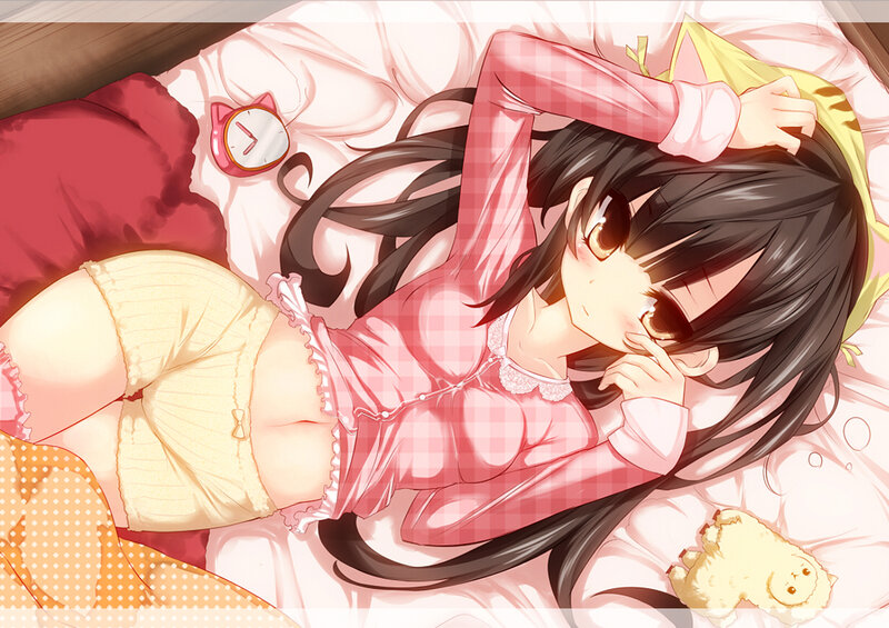 Anime Girl in Pajamas — Pink, Sleepy