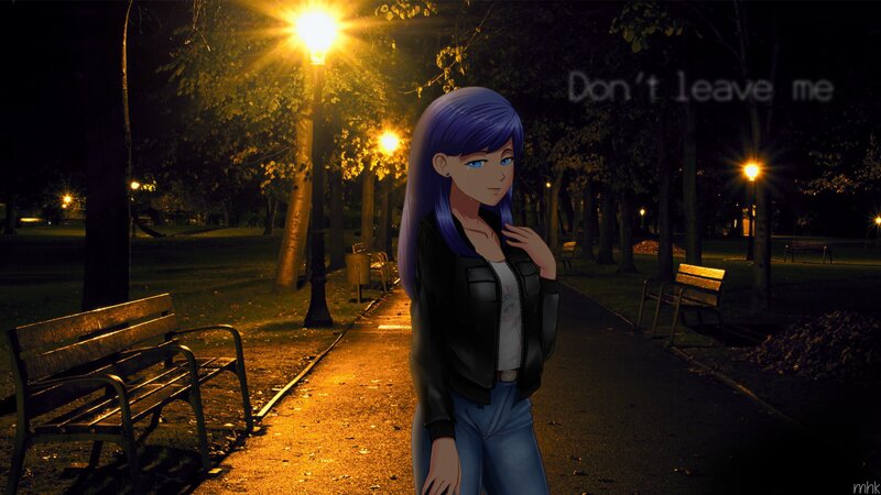 Anime Girl in Park — Blue